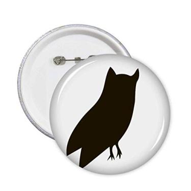 Imagem de Broche de retrato de animal de coruja preta com emblema de botão para decoração 5 peças