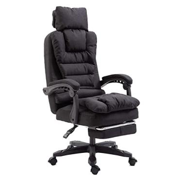 Imagem de cadeira de escritório Encosto Cadeira chefe Cadeira de almoço de escritório Cadeira reclinável de tecido Cadeira de computador Cadeira de jogo ergonômica Cadeira de trabalho Cadeira (cor: preto)