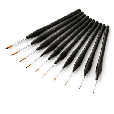 Imagem de LUGU Conjunto de pincéis de pintu de detalhe 10pcs profissionais em atu escovas de pintu pa a stas finos. elo de náilon Ergonômico com alça de madei