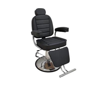 Imagem de Poltrona Cadeira Reclinável De Barbeiro Com Base Preto Acetinado - Bm