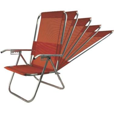 Imagem de Cadeira De Praia Aluminio Reclinável Alta 110 Kg- Laranja - Cadeiras B