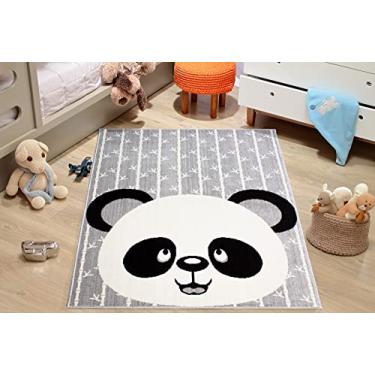 Imagem de Tapete Infantil Panda 50x80 Antiderrapante Aveludado Lancer