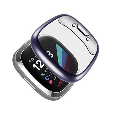 Imagem de LEIXIUER Protetor de tela de TPU macio compatível com smartwatch Fitbit Versa 4, cobertura total sensível ao toque e resistente a arranhões capa protetora para relógio Fitbit Versa 4, cinza espacial