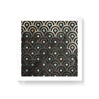 Imagem de Arte Maníacos Quadro decorativo com moldura caixa branca em Madeira - Mármore Círculos - 30x30cm