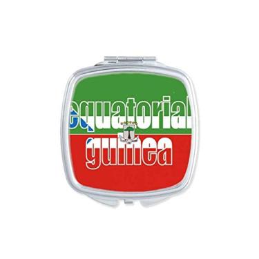 Imagem de Espelho quadrado com nome da bandeira da Guiné Equatorial portátil compacto bolso para maquiagem dupla face vidro