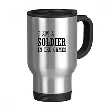 Imagem de Caneca de viagem I Am A Soldier In The Games com tampa flip em aço inoxidável copo de carro copo térmico