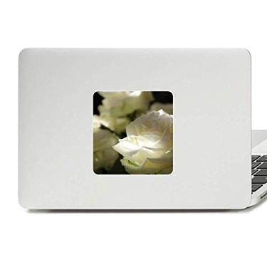Imagem de Adesivo de vinil de rosas brancas tamanho grande escuro para laptop decoração de PC
