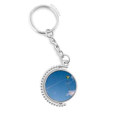 Imagem de Chaveiro giratório azul céu nuvens brancas kite acessórios clipe de corrente