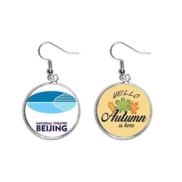 Imagem de Bijing National Theatre Urban Tourism China Ear Pendente Outono Folha Brinco Joias