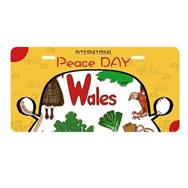 Imagem de DIYthinker Wales Landscap Placa de licença Bandeira Nacional do Reino Unido Etiqueta Decoração de carro Dia da Paz