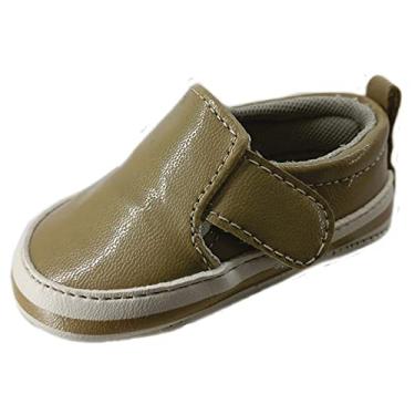 Imagem de Tênis Sapatinho Casual Bebe Menino Infantil Com Fita Auto Colante Cor:Bege Escuro;Tamanho:16