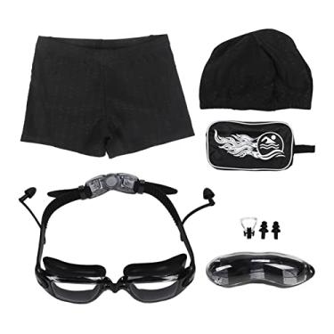 Imagem de Kit de Grampo de Nariz para Touca de Natação, Conjunto de óculos de Natação Respirável Antiembaçante Masculino para Esportes Aquáticos (XXG 65-75kg)