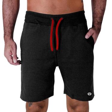 Imagem de Bermuda Moletom Masculina Com Bolsos Laterais Cós Alto Cordão Vermelho-Masculino