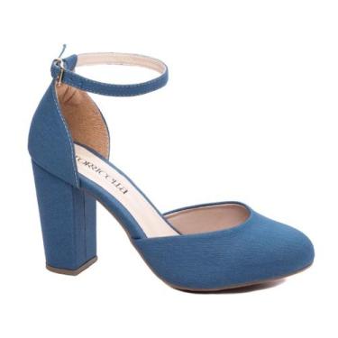 Imagem de Sapato Scarpin Bico Redondo Azul Torricella Modelo 6000-100B
