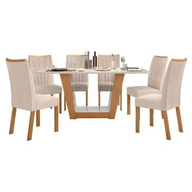 Imagem de Conjunto Mesa Apogeu 160cm Tampo Mdf/vidro 6 Cadeiras Apogeu
