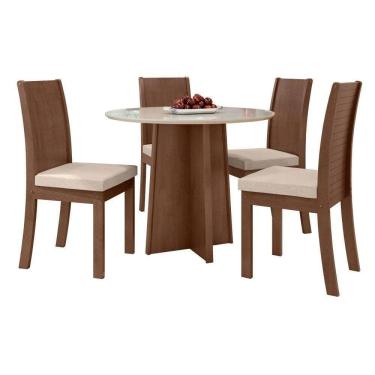 Imagem de Conjunto Mesa Celebrare 100cm Tampo Mdf/vidro 4 Cadeiras