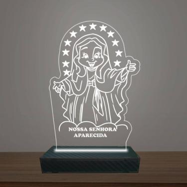 Imagem de Luminária Led 3d Nossa Senhora Aparecida Abajur Luxo