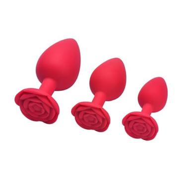 Imagem de Plug Anal em Silicone Formato de Rosa Tamanho Vermelho Confortavel Discreto (P)