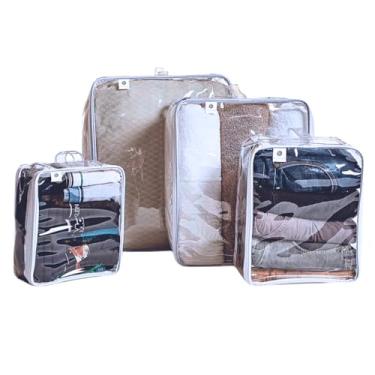 Imagem de Kit 4 Organizador Multiuso Bagagem Viagem Transparente C/Alça P, M, G e XG - Bubag!