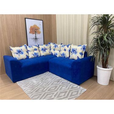 Imagem de Sofá Canto Azul Floral 910/72 Belo