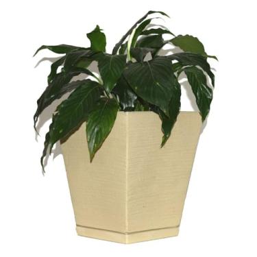 Imagem de Vaso Planta Decorativo Jardim Polietileno Coluna Quadrada 22X28 Cor:Bege