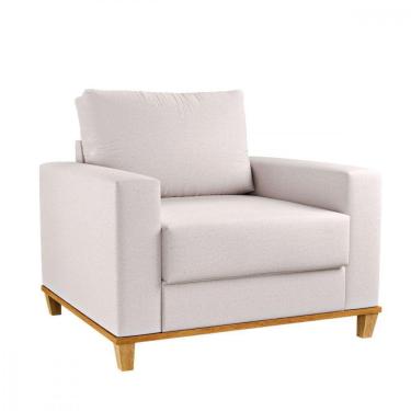 Imagem de Poltrona Decorativa Sala de Estar Prada Linho Amêndoa Viero