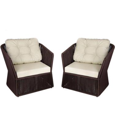 Imagem de 2 Poltronas Alumínio P/ Área Externa, Varanda, Jardim, Sala