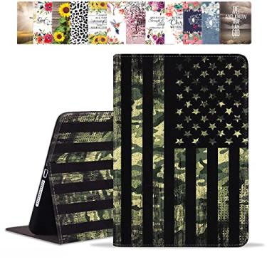 Imagem de POIUYTREW Capa para Samsung Galaxy Tab S9 de 11 polegadas 2023 (SM-X710/X716B/X718U), capa inteligente de couro PU com suporte e hibernação automática, camuflagem bandeira americana