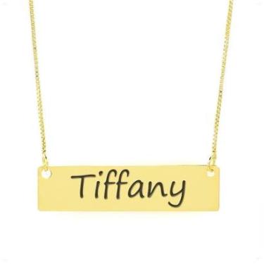 Imagem de Colar Nome Personalizado Chapinha Gravação Tiffany Banhado Ouro 18K - 999004474-Feminino