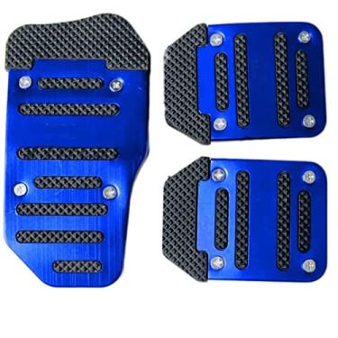 Imagem de BWGHBH Conjunto universal de pedal de carro manual de 3 peças acessórios de capa de pedal de alumínio antiderrapante para pedal de substituição de extensores de acelerador de freio de embreagem (azul)
