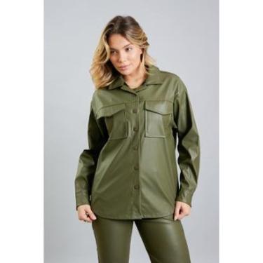 Imagem de Camisa Feminina Corino Manga Longa com Bolsos Dialogo Jeans-Feminino