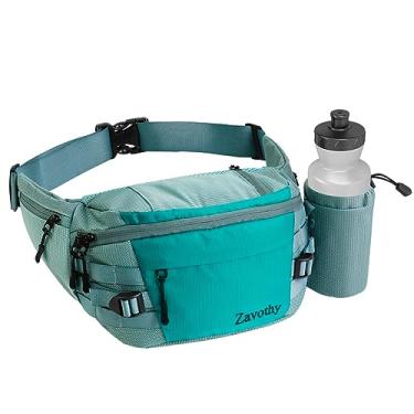 Imagem de Zavothy Bolsa de cintura para mulheres moda pochete masculina caminhadas bolsas de cintura para corrida bolsa de cinto com suporte de garrafa de água removível para caminhada caminhada ciclismo verde
