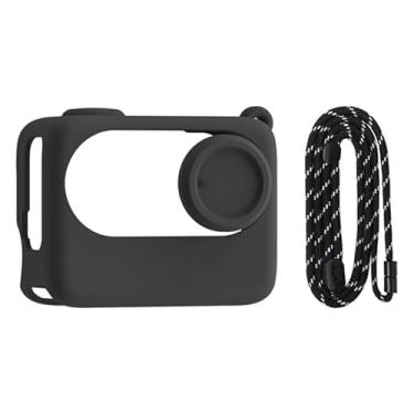 Imagem de Capa protetora de silicone com tampa de lente e cordão compatível com Insta360 GO 3S Action Pod capa macia acessórios de proteção (preto)