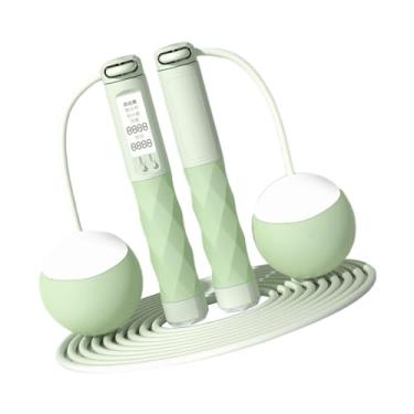 Imagem de Generic Corda de pular ponderada com contador, corda de pular profissional ajustável, corda de pular digital sem fio para academia e casa, Verde