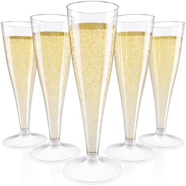 Imagem de JOLLY CHEF Pacote com 50 taças de champanhe de plástico descartáveis de 130 ml, taças de champanhe de plástico transparente adequadas para casamento, Dia de Ação de Graças, Natal