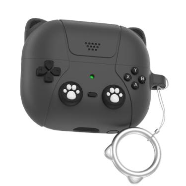 Imagem de Capa de capa macia estilo fofo para Sam sung Galaxy Buds 3 Pro com chaveiro anti-queda para mulheres e homens,Black