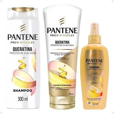 Imagem de Kit Pantene Pro-V Miracles Queratina: Shampoo 300ml, Condicionador 250ml e Spray