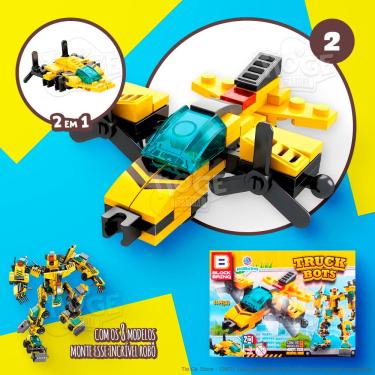 Imagem de Blocos de Montar e Desmontar (Nº 2) Avião Jato 2 em 1 Robô Transformers Truck Bots Block Brinq 44 Peças