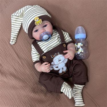 Imagem de Boneca corpo de silicone,20 polegadas bebê reborn de silicone realista recém-nascido,Abra os olhos e sorria lavável bebe reborn menino recenascido,silicone menino