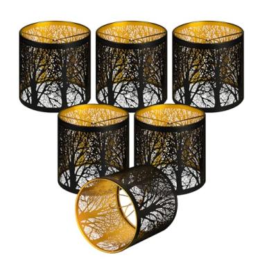 Imagem de Conjunto de 6 cortinas de lustre, cúpulas pequenas de metal com clipe, substituição de persianas de lâmpada de 13 x 13 cm, mini abajur cilíndrico, abajur preto com clipe para arandelas de parede