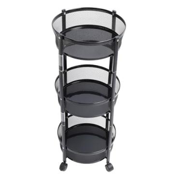 Imagem de Carrinho de Armazenamento Carrinho Utilitário de Aço Carbono de 3 Camadas Carrinho de Rolamento Carrinho de Armazenamento Com Rodas Traváveis ​​para Cozinha Maquiagem Banheiro