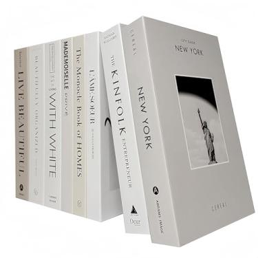 Imagem de Ediactcyl Pacote com 8 livros decorativos, livros falsos para decoração de casa de capa dura | Expositor de pilhas de livros falsos para decoração de quarto de estante (M27)