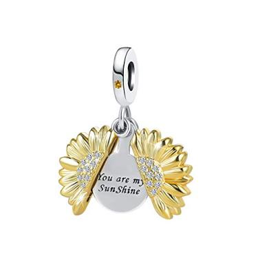 Imagem de GMXLin Pulseira feminina com pingente de girassol You are My Sunshine Pandora, Cobre