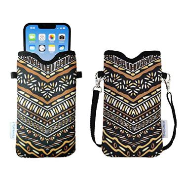 Imagem de Tainada Bolsa de neoprene para telefone masculina e feminina com alça transversal/cordão de pescoço para iPhone 14/13/12/11 Pro Max, Samsung S22+, S21 FE, A53, Google Pixel 6 (Folk Style 1)