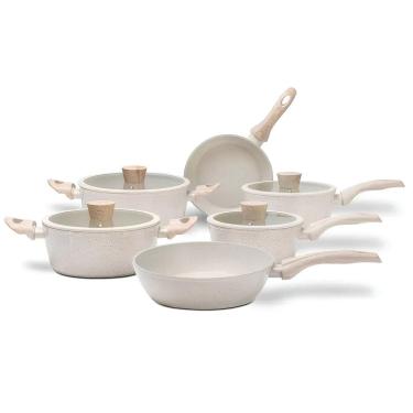 Imagem de Conjunto Jogo de Panelas Antiaderente Ceramic Life Sirius com Indução Vanilla C/6 Peças