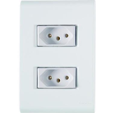 Imagem de Conjunto Tomada Dupla 10A Branco 4X2 - Tramontina Liz