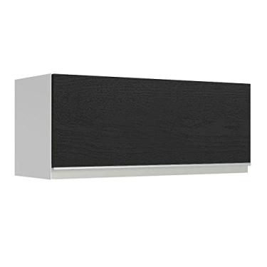 Imagem de Armário Aéreo Madesa Glamy 80 cm 1 Porta - Branco/Preto
