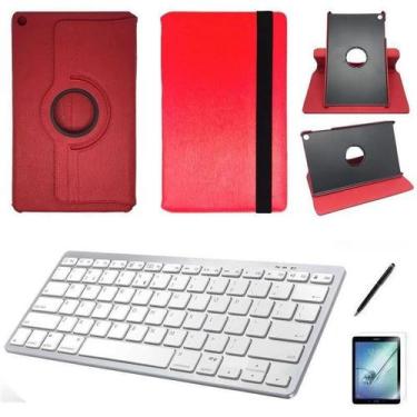 Imagem de Kit Capa 360/Can/Pel/Teclado Branco Galaxy Tab S6 Lite P615 - Vermelho