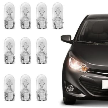 Imagem de Kit 10 Lâmpadas Halógenas Pingão W5W T10 3200K 12V Aplicação Luz Placa