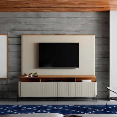 Imagem de Rack Portas Brise e Pés em Metal 180cm com Painel 100% MDF - Casa Lar 